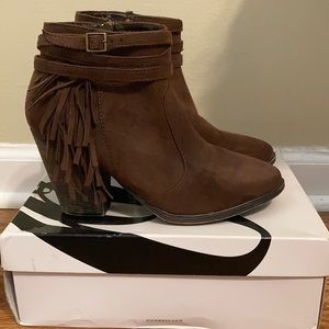 Women's Fringe Buckle Strap Ankle Booties